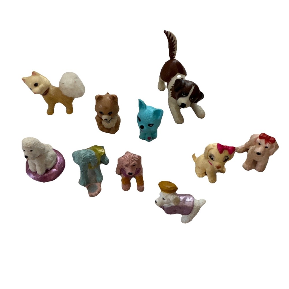 Mixed Lot of 10 Mini Barbie, Puppy In My Pocket Dogs & Cats‎ PVC Plastic Toys